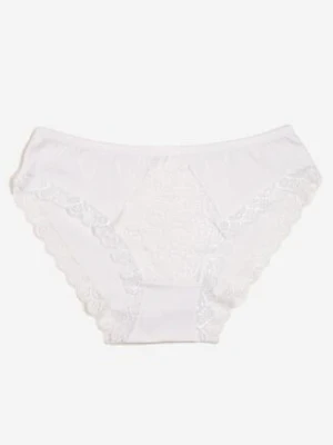 Białe Bawełniane Majtki Figi z Delikatną Koronką Anomea han