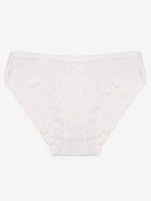 Białe Bawełniane Majtki Figi z Gumką w Pasie i Koronką Obetta han