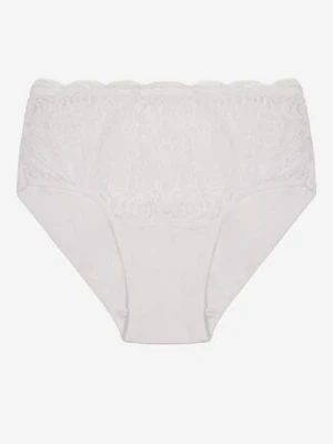 Białe Bawełniane Majtki Figi z Koronkowymi Zdobieniami Idissa