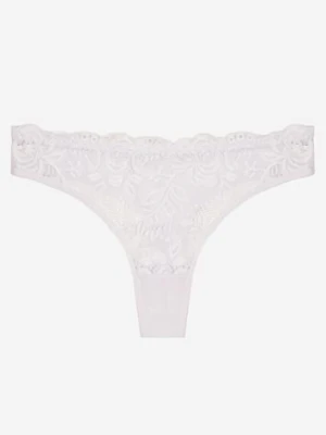 Białe Bawełniane Majtki Stringi z Koronką Ilwedana