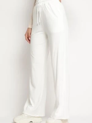 Białe Bawełniane Spodnie z Prostymi Nogawkami i Gumką w Pasie Nortia by swan