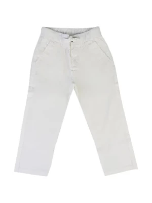 Białe Bawełniane Spodnie z Troczkami Sun68