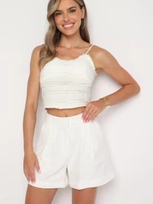 Białe Bawełniane Szorty Typu Bermudy z Wysokim Stanem Gerefia bisou's project