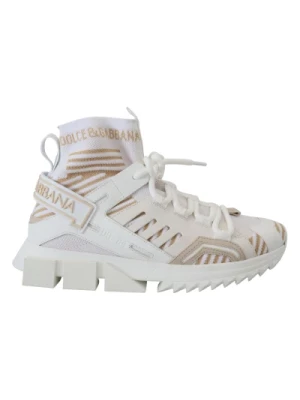 Białe Beżowe Sorrento Casual Sneakers Dolce & Gabbana