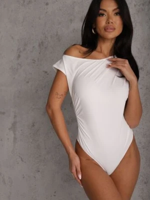 Białe Body o Asymetrycznym Kroju z Marszczeniem Asintlia elsa.m by may