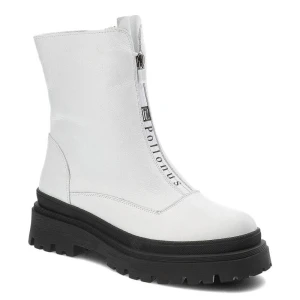 Białe Botki Pollonus Ocieplane Buty Damskie