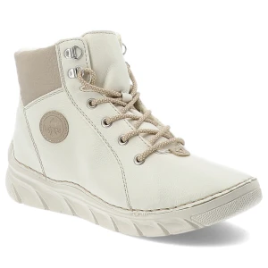 Białe Botki Rieker Ocieplane Obuwie Damskie