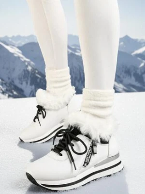 Białe Botki Sneakersy na Grubej Podeszwie z Futerkiem Biqilee vices