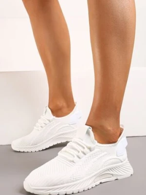 Białe Buty Sportowe na Platformie ze Sznurowaniem Adelmarie
