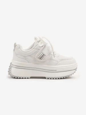 Białe Buty Sportowe Sneakersy na Grubej Podeszwie z Dodatkowym Rzepem Doreldi