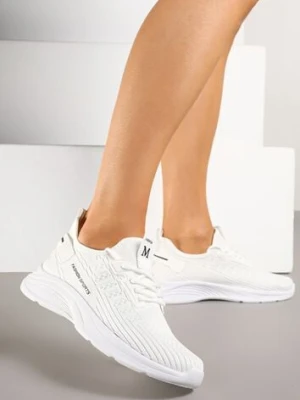 Białe Buty Sportowe Sneakersy Ozdobione Tłoczeniem i Napisami Odalene