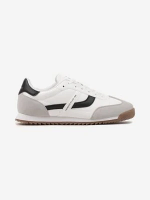 Białe Buty Sportowe Sneakersy z Geometrycznym Wzorem Tatirielin