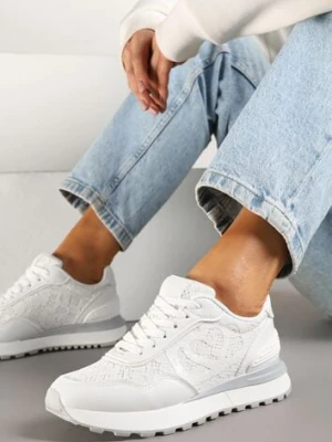 Białe Sneakersy z Koronkowymi Zdobieniami Dallriva