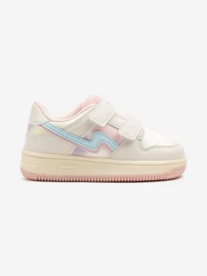 Białe Buty Sportowe Sneakersy z Ozdobnymi Przeszyciami i Zapięciem na Rzep Sonarovia
