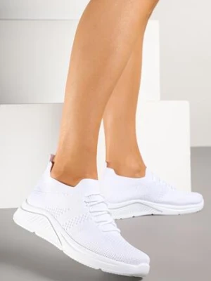 Białe Buty Sportowe Sneakersy z Siateczki na Ozdobnej Podeszwie Ivelloti