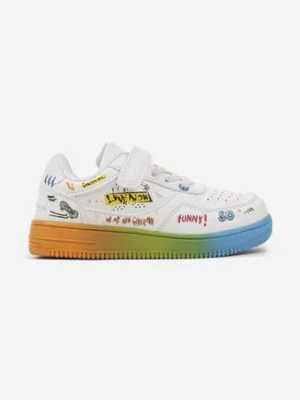 Białe Buty Sportowe Sneakersy z Zapięciem na Rzep i Aplikacjami Setadwen