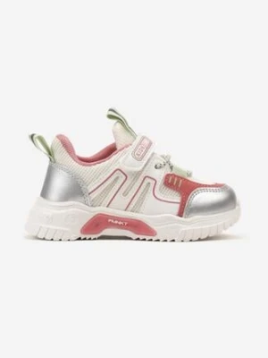 Białe Buty Sportowe z Odblaskowymi Elementami Skórzaną Wkładką i Rzepem Ellisame