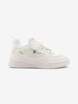 Białe Buty Sportowe z Zapięciem na Rzep i Ozdobnym Sznurowaniem Lovira