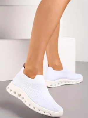 Białe Buty Sportowe ze Skarpetkową Cholewką do Kostki Eirona