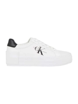 Białe Casualowe Skórzane Sneakersy dla Kobiet Calvin Klein Jeans