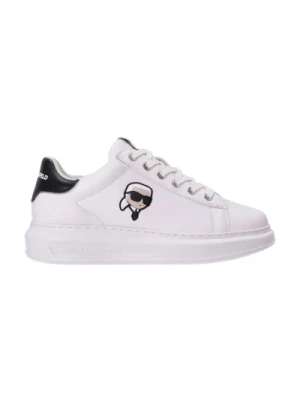 Białe Casualowe Skórzane Sneakersy Karl Lagerfeld