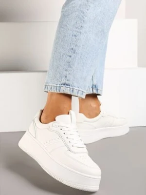 Białe Casualowe Sneakersy Vices na Niskiej Platformie Torila