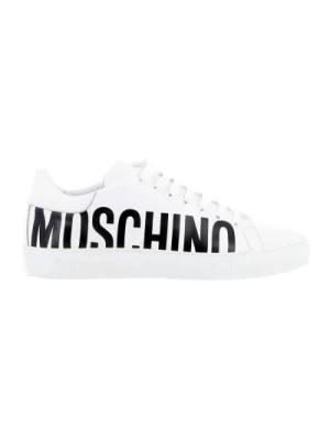 Białe casualowe sneakersy z kontrastowym logo Moschino