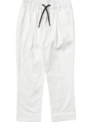 Białe casualowe spodnie z elastycznym pasem i naszywką z logo Msgm