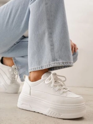 Białe Chunky Sneakersy VICES na Platformie Azilera