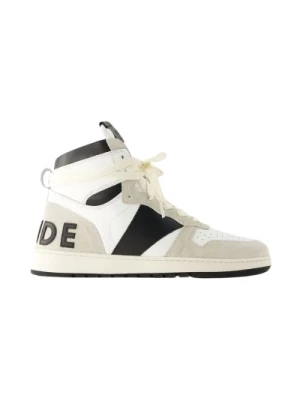 Białe/Czarne Skórzane Hi Sneakers Rhude