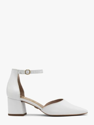 Białe czółenka damskie z paskiem wokół kostki Ryłko