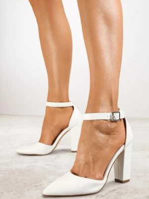 Białe Czółenka Vices na Obcasie Zapinane Wokół Kostki Izaditia