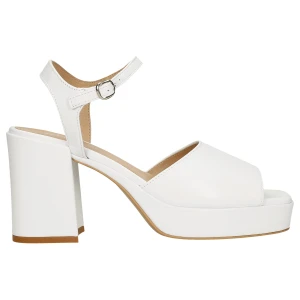 Białe sandały damskie na masywnym obcasie 76052-59 Wojas