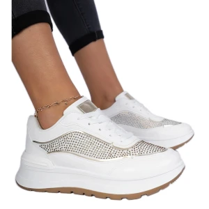 Białe damskie sneakersy z cyrkoniami Inna marka