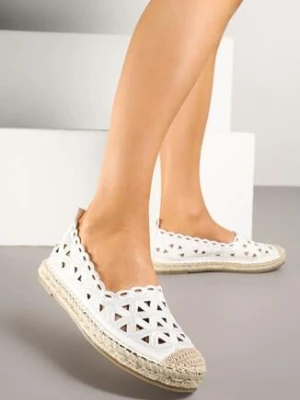 Białe Espadryle z Ażurową Cholewką i Plecionką Odine