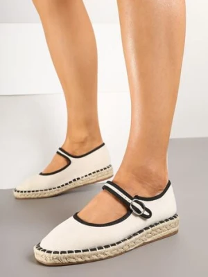 Zdjęcie produktu Białe Espadryle z Ekozamszu Zapinane na Pasek z Klamerką Deolisse