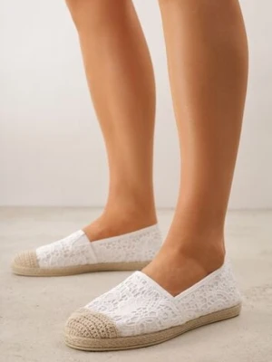 Białe Espadryle z Koronkową Cholewką i Podeszwą z Plecionki Marilex ballada