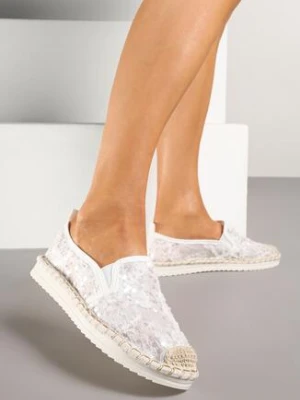 Zdjęcie produktu Białe Espadryle z Siateczki Zdobionej Cekinami Viviluria