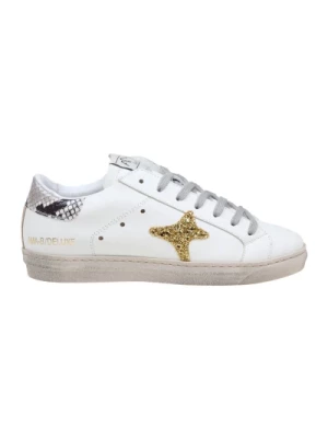 Białe Glitterowe Skórzane Sneakersy Ama Brand