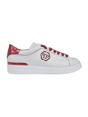 Białe i Czerwone Metalowe Sneakersy Philipp Plein