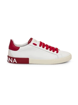 Białe i Czerwone Niskie Sneakersy Dolce & Gabbana