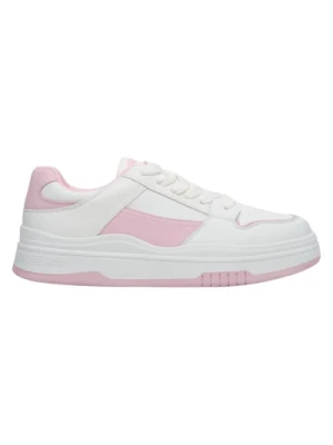 Białe i Różowe Skórzane Sneakersy Estro