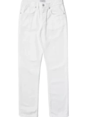 Białe jeansy dla dzieci, 5 kieszeni, pętle na pasek, naszywka z logo, normalny krój Paolo Pecora