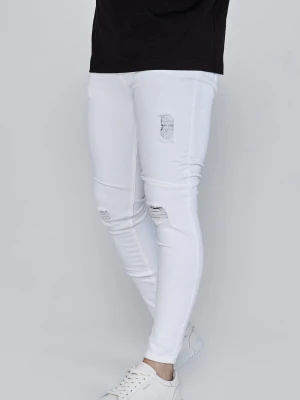 Białe jeansy męskie distressed skinny SikSilk