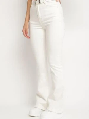 Białe Jeansy z Bawełny o Kroju Dzwonów Tiloreia hello miss