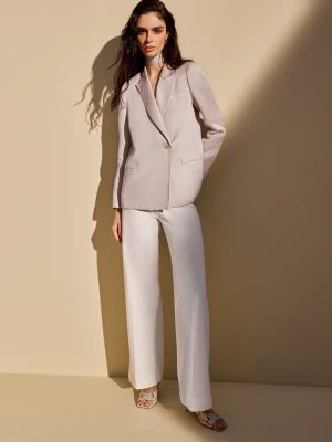 Białe jeansy z wysokim stanem i prostymi nogawkami TARANKO