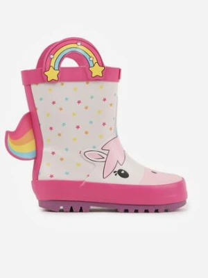 Białe Kalosze Ozdobione Tęczą 3D Amiphaia wink