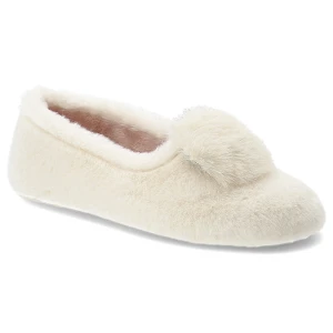Białe Kapcie Macarena Wsuwane Ocieplane Obuwie Damskie
