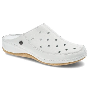 Zdjęcie produktu Białe Klapki Pollonus Wygodne Skórzane Buty Damskie