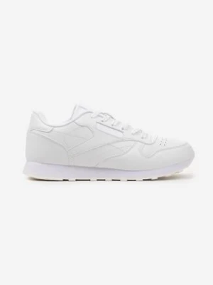 Zdjęcie produktu Białe Klasyczne Buty Sportowe Sneakersy na Płaskiej Podeszwie z Tłoczoną Cholewką Rannestra
